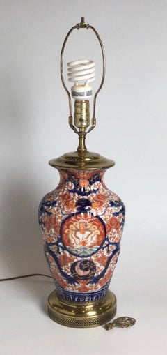 Antique Meiji Period Imari Porcelain Lamp