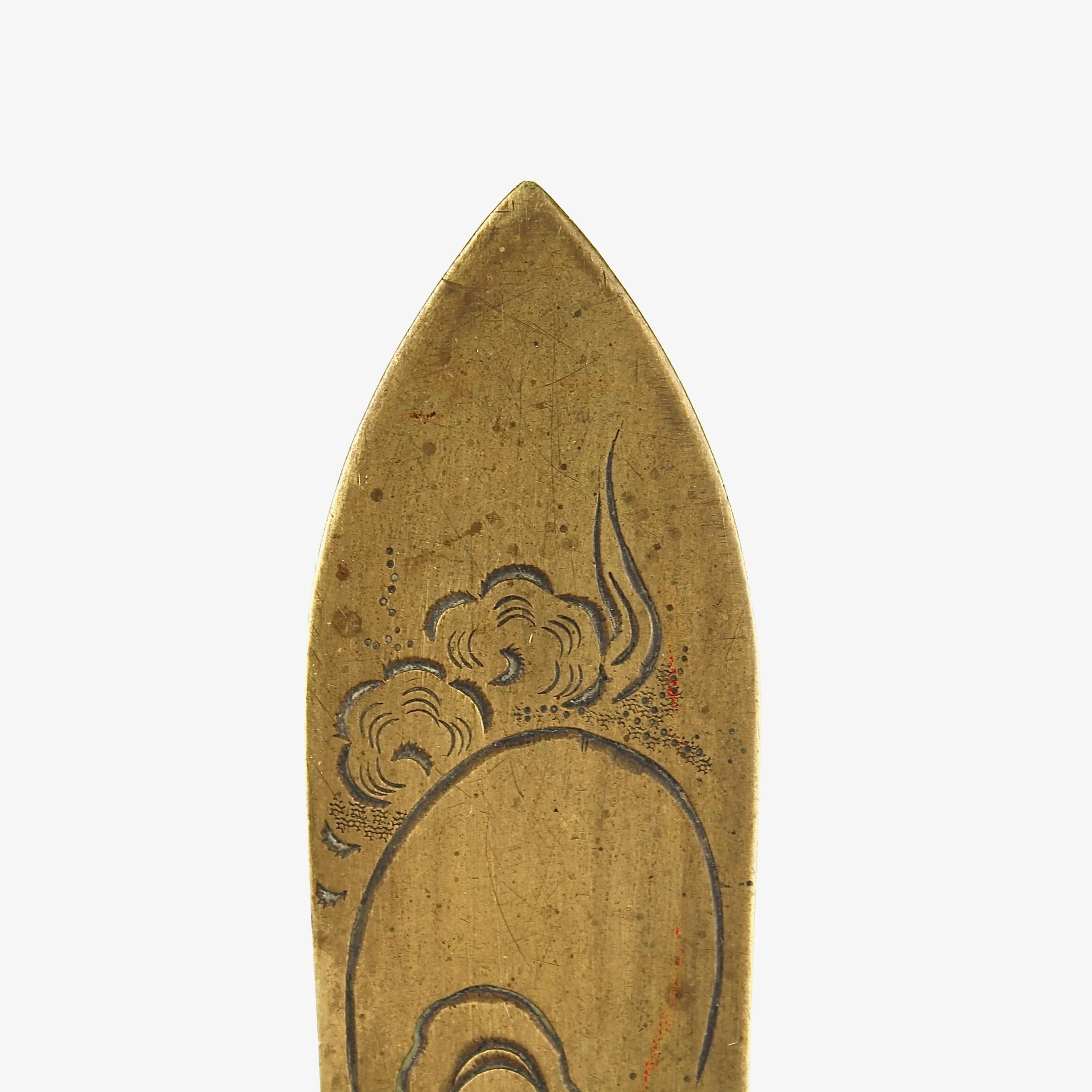 Antique Meiji Period Japanese Bronze Engraved Letter Opener 3