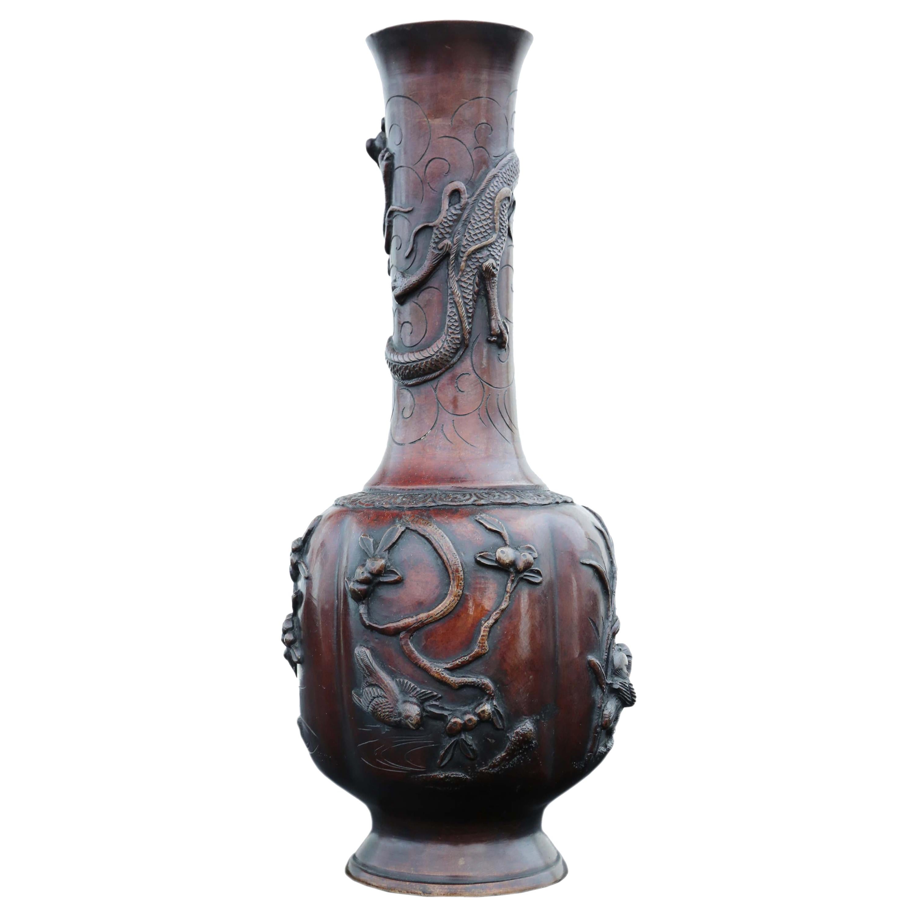 Antique Meiji Period Japanese Bronze Vase For Sale