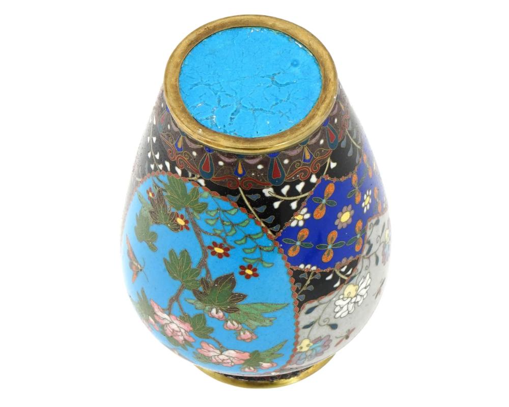 Antique Meiji Period Japanese Cloisonne Enamel Vase with Geometric Patterns Gard For Sale 2