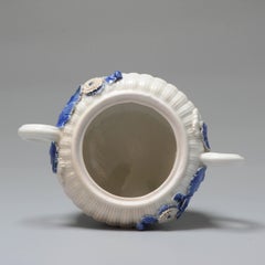 Antique Meiji Period Japanese Hirado Sugar Pot with Flower Appliques, 19th Cen