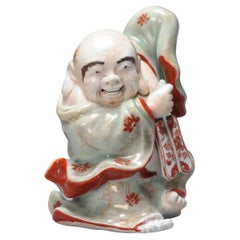 Antike japanische Kutani-Statue aus der Meiji-Periode Shou Lao, 19./20. Jahrhundert