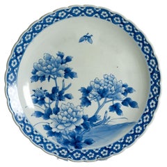 Antique Meiji Period Japanese Porcelain 19th c Arita Plate flowers and butterfly