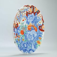 Antique Meiji Period Japanese Porcelain 19th c Arita Plate flowers Enamel