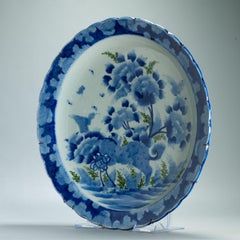 Antique Meiji Period Japanese Porcelain 19th c Arita Plate flowers Enamel