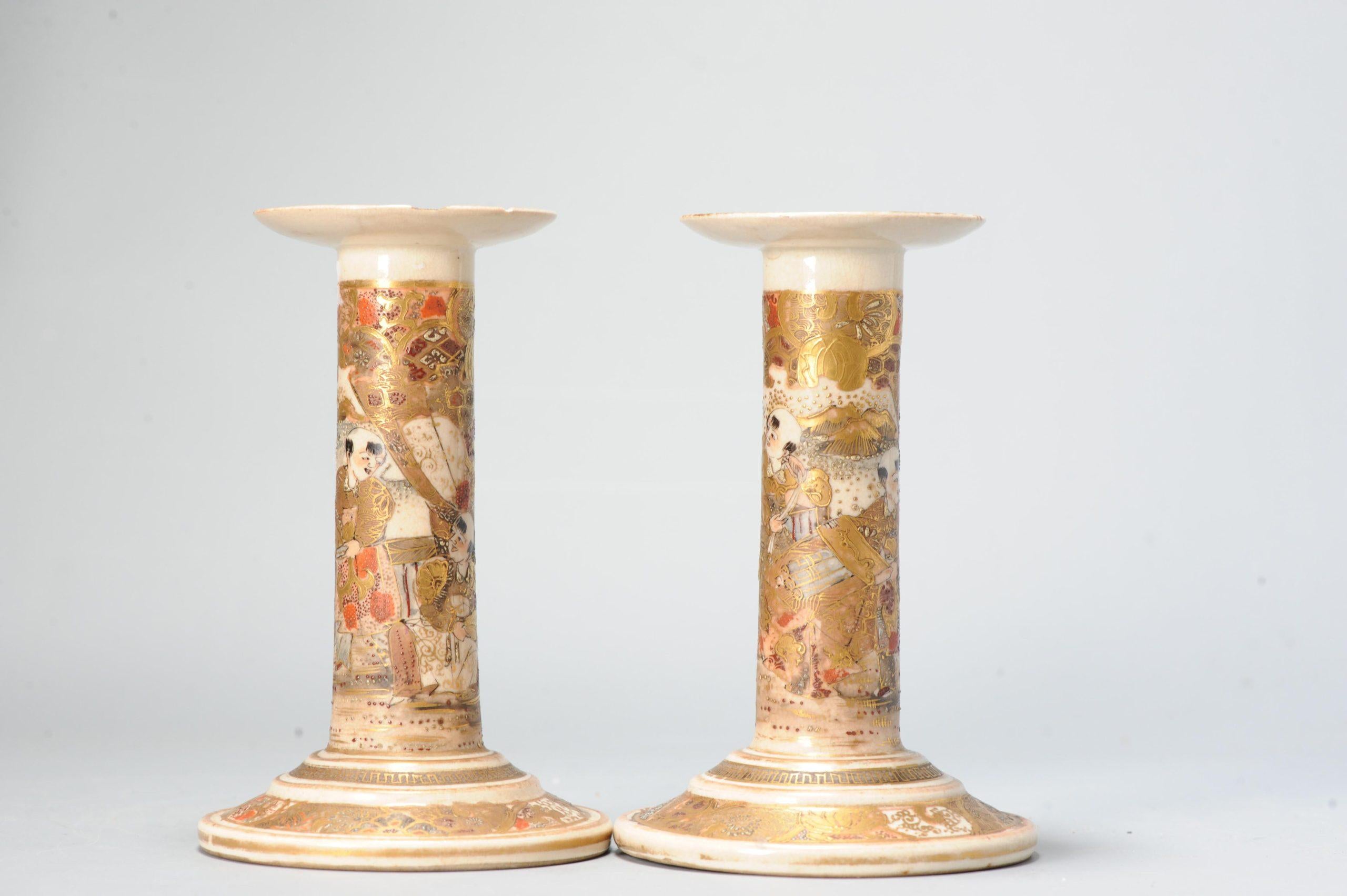 Antico bastoncino di candela giapponese di Satsuma del periodo Meiji con decorazioni floreali contrassegnato in vendita 7
