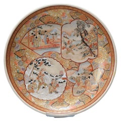 Antike Meiji Periode Japanische Satsuma Teller Figuren mit Marke Japan 19.