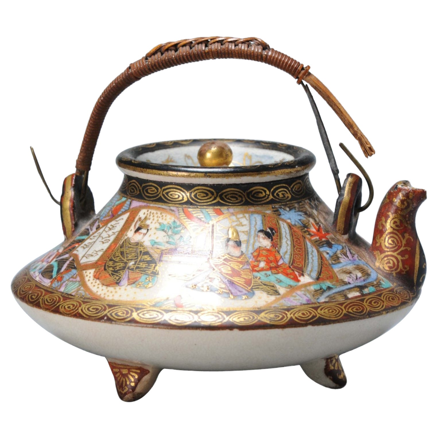 Théière japonaise Satsuma ancienne de la période Meiji, 19e siècle