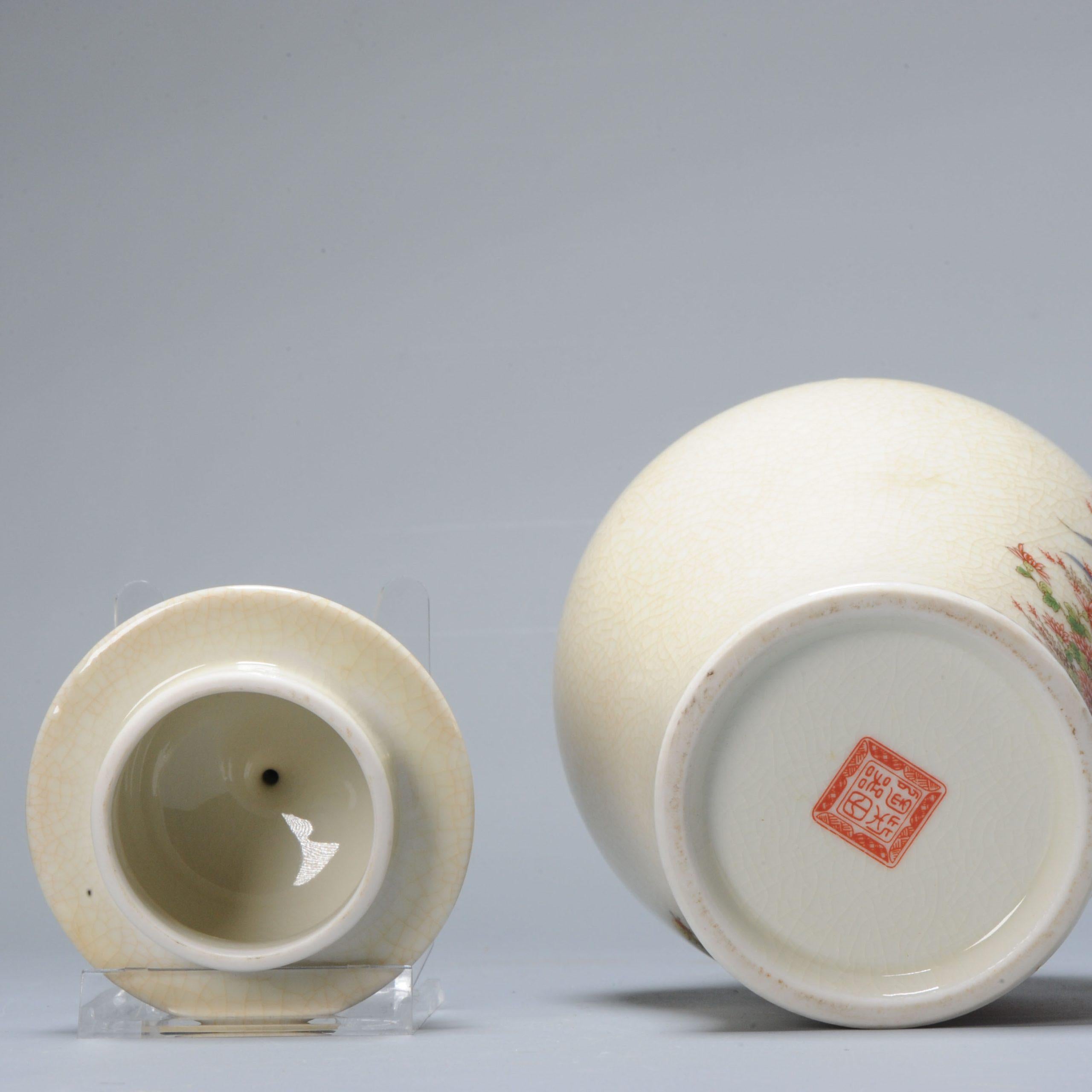 Porcelain Antique Meiji Period Japanese Satsuma Vase with Mark Japan, 20th Century For Sale