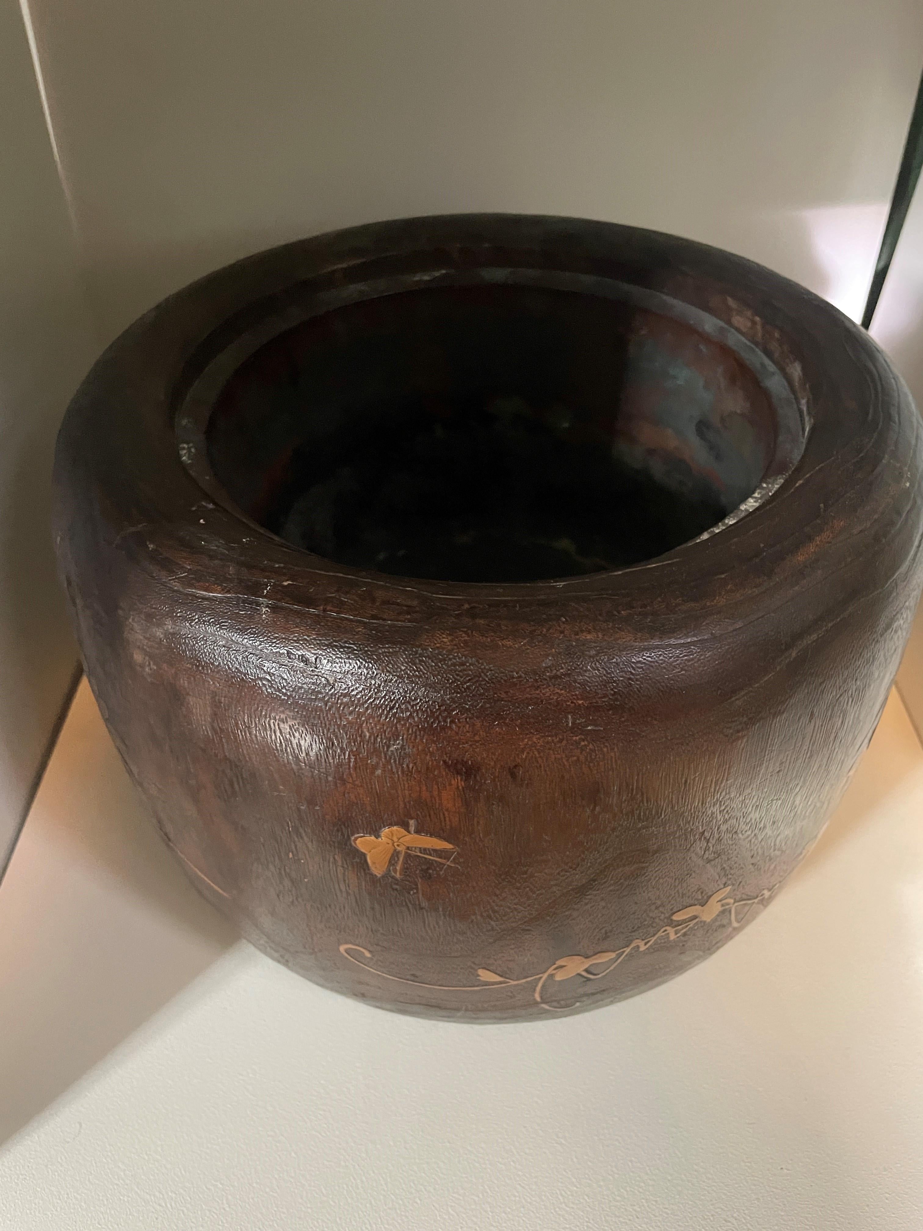 Antique Meiji Period Japanese Wood Planter In Good Condition For Sale In LOS ANGELES, CA