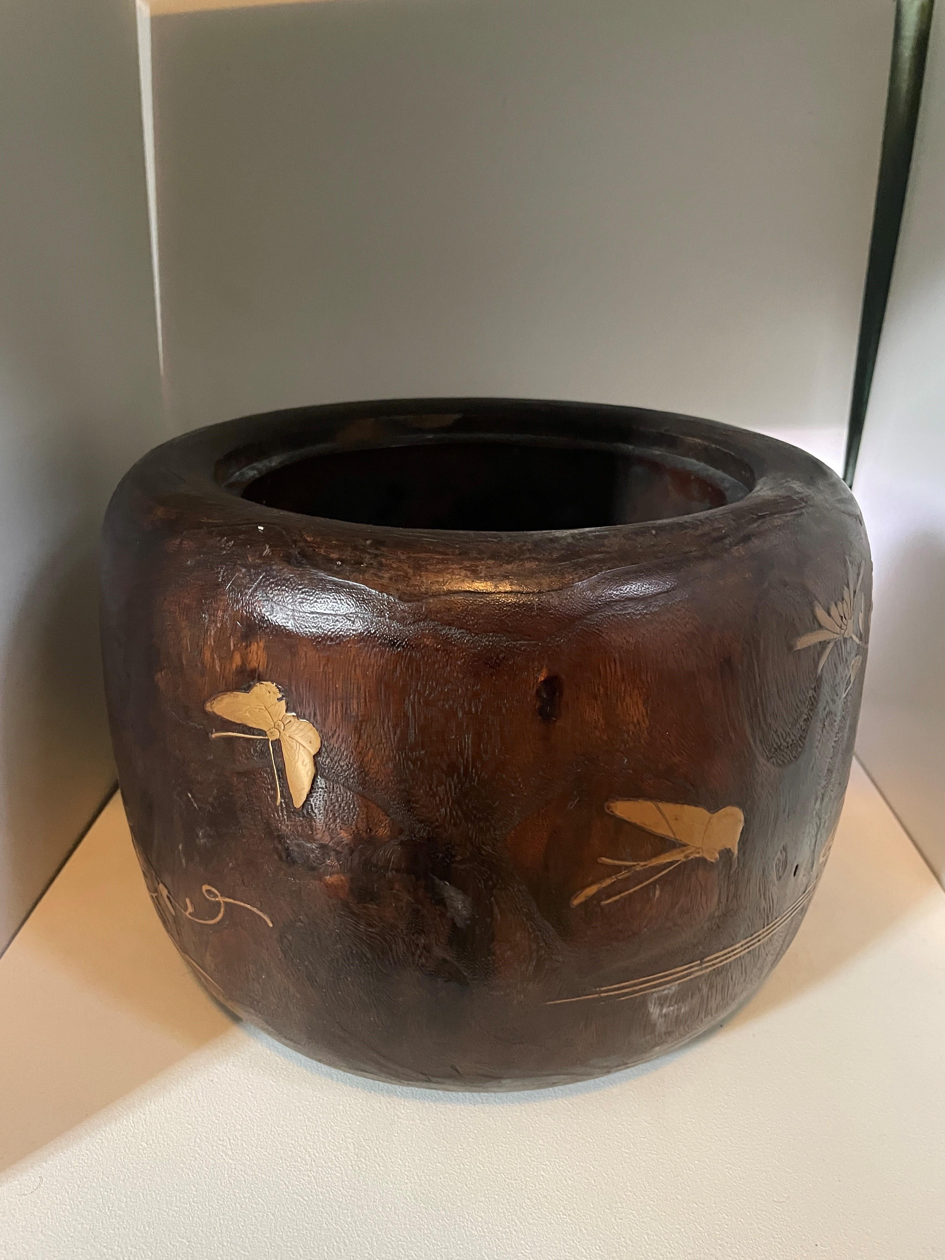 Antique Meiji Period Japanese Wood Planter For Sale 3