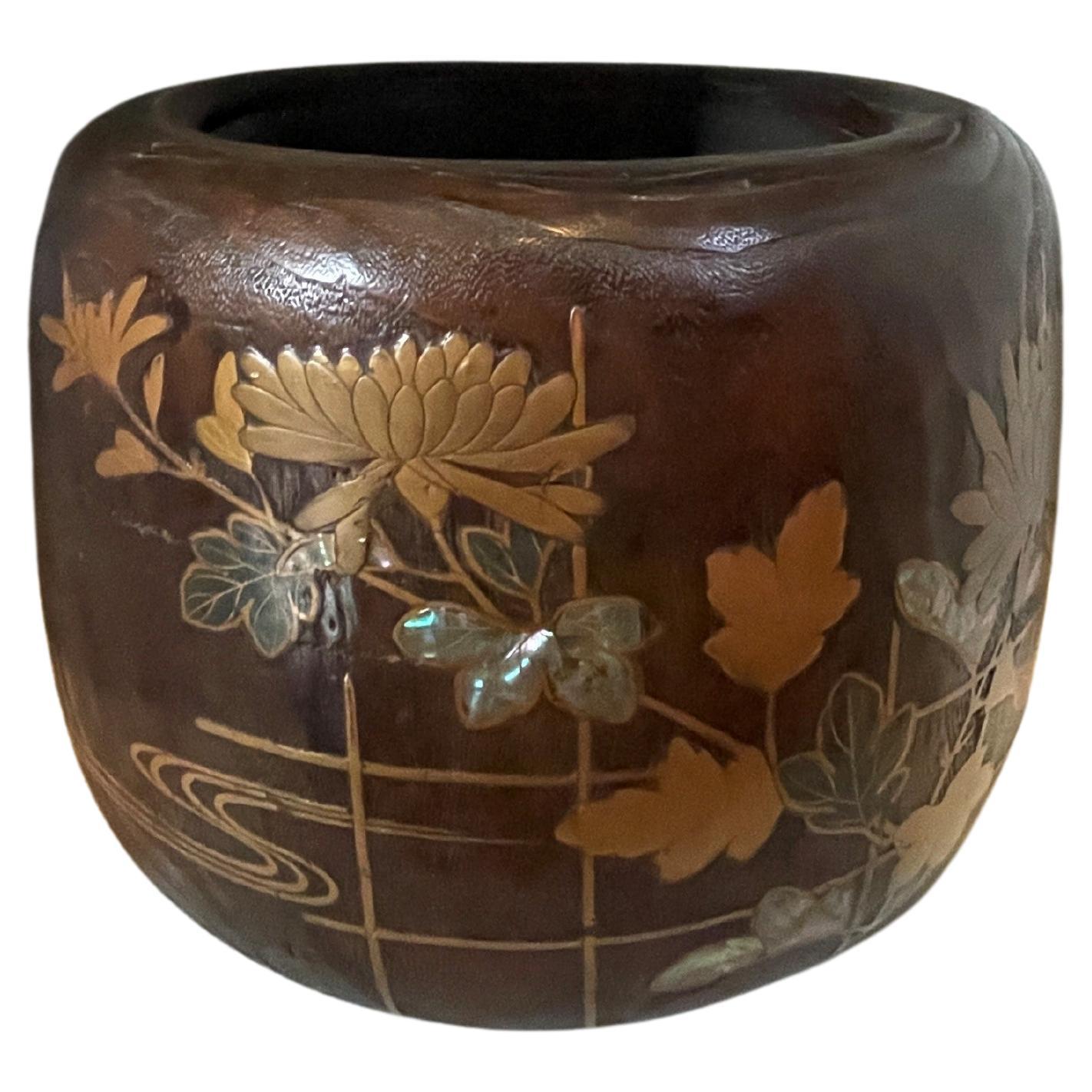 Antikes japanisches Pflanzgefäß aus Holz aus der Meiji-Periode im Angebot