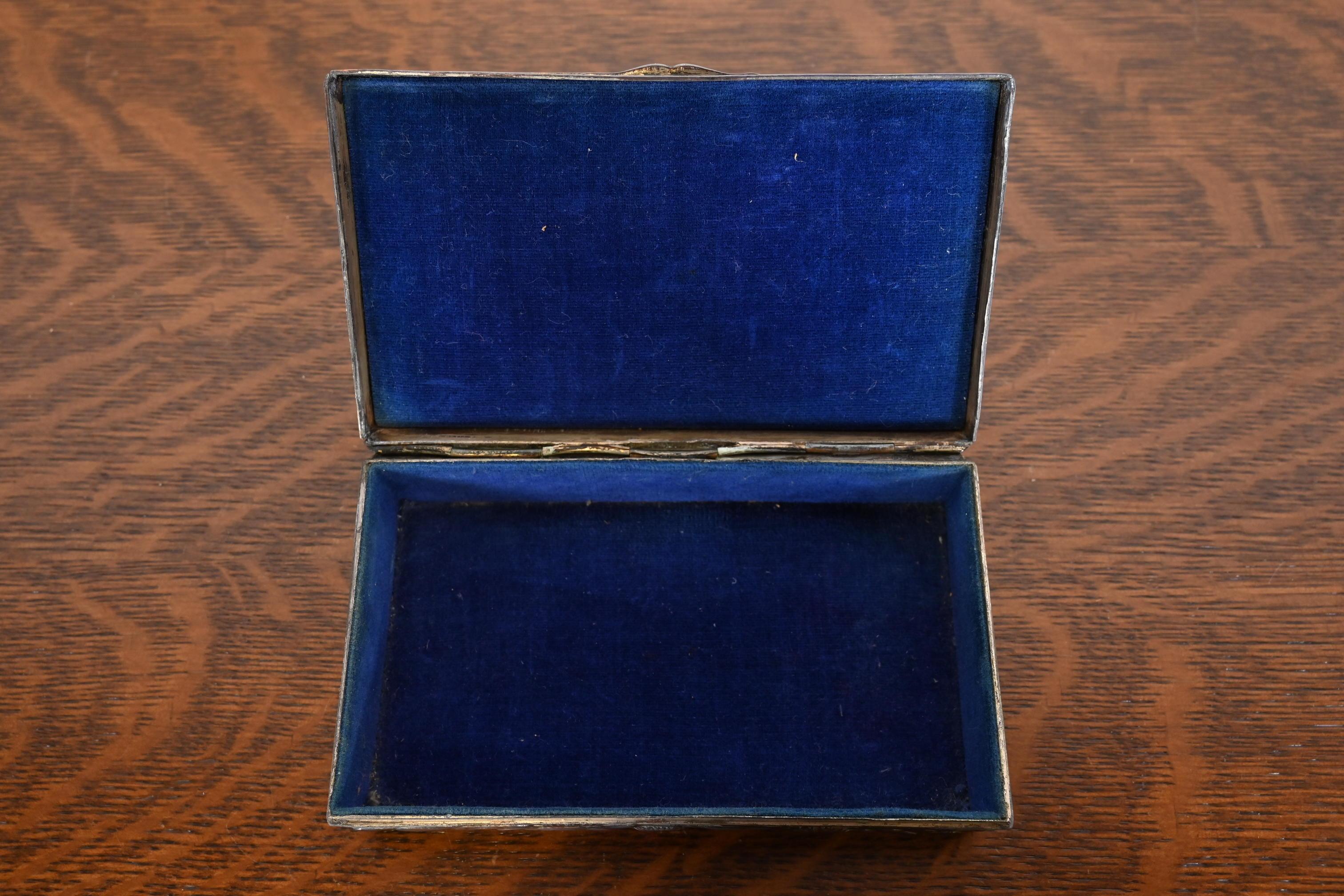 Antique Meiji Period Oriental Copper Jewelry Box With Peacocks 2