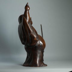 Antique Meiji/Taisho 19/20th c Okimono Bronze Japanese Statue Happy Buddha