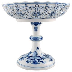 Compote ancienne de Meissen "Blue Onion" en porcelaine percée et peinte à la main