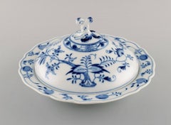 Antique Meissen Blue Onion Lidded Tureen in Hand-Painted Porcelain