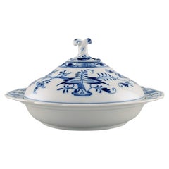 Antique Meissen Blue Onion Lidded Tureen in Hand-Painted Porcelain