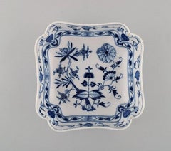 Antique Meissen "Blue Onion" Square Bowl in Hand Painted Porcelain
