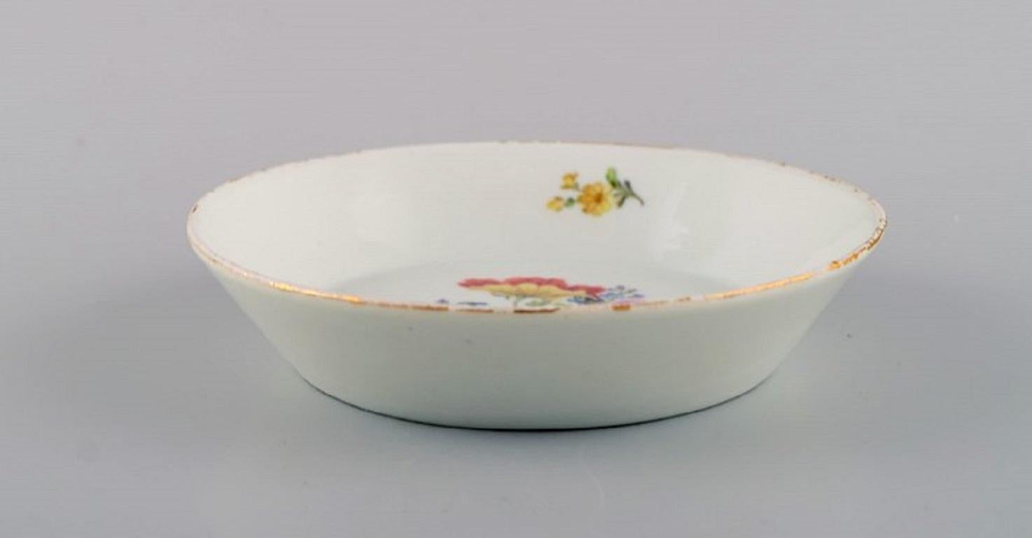 Antique Meissen Bowl and Three Porcelain Plates with Hand-Painted Flowers 1