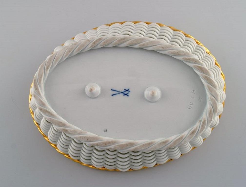 Antique Meissen Braided Porcelain Basket with Handles, Late 19th C For Sale 1