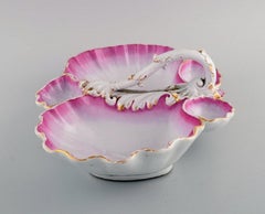 Antique Meissen Cabaret Dish with Handle in Hand-Painted Porcelain, Late 19th C