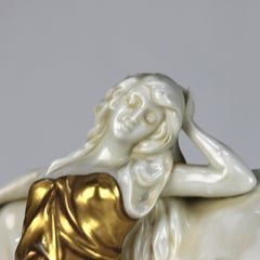Antique Meissen Classical Parcel Gilt Porcelain Figure of a Maiden & Horse C1890