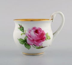 Antique Meissen Coffee Cup with Saucer in Hand Painted Porcelain, 19th Century