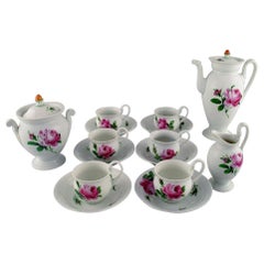 Antique Meissen Coffee Service in Hand Painted Porcelain for Six People