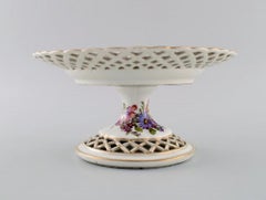 Antique Meissen Compote in Openwork Porcelain, Museum Quality
