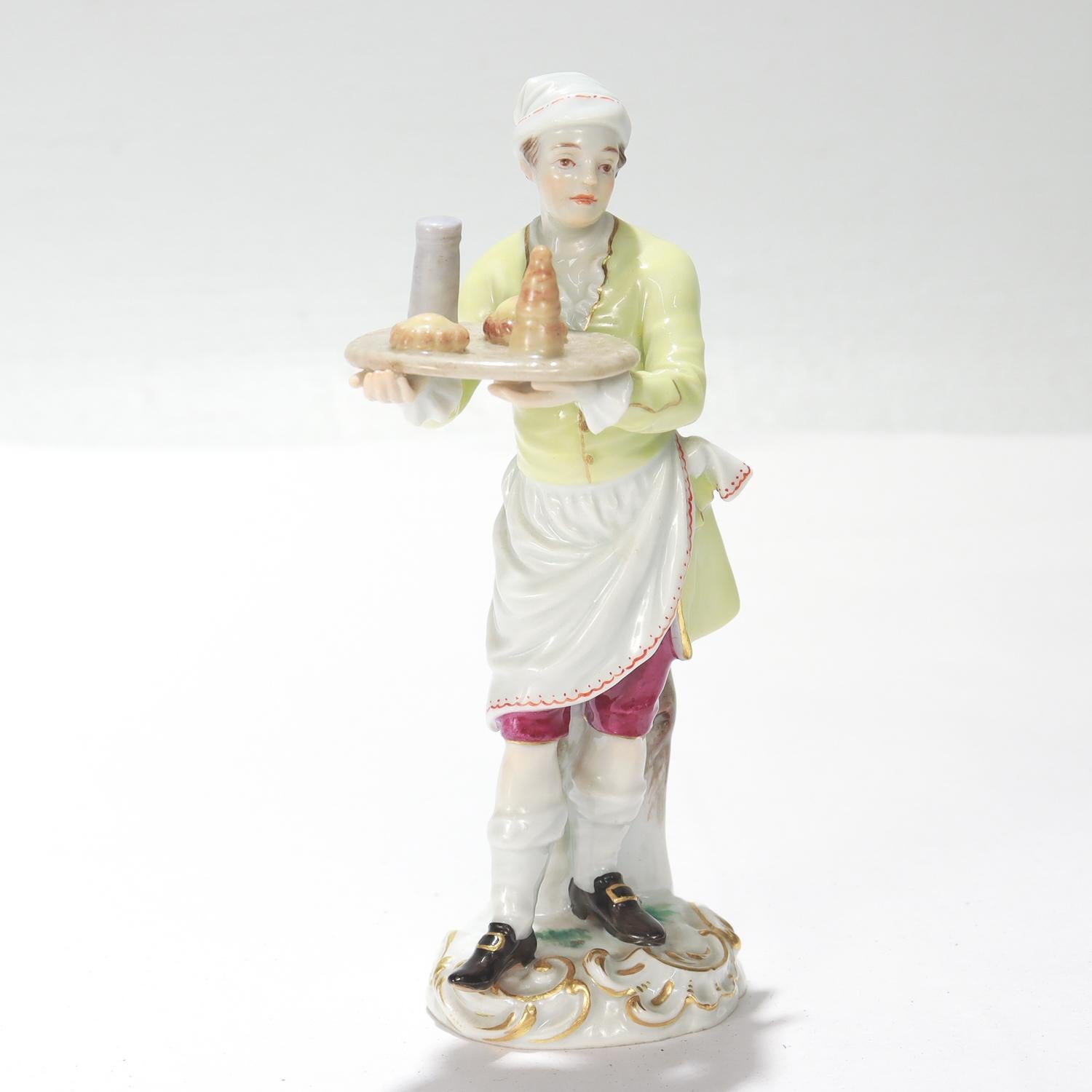 Rococo Antique Meissen Cris de Paris Baker or Pastry Seller Porcelain Figurine No. 1