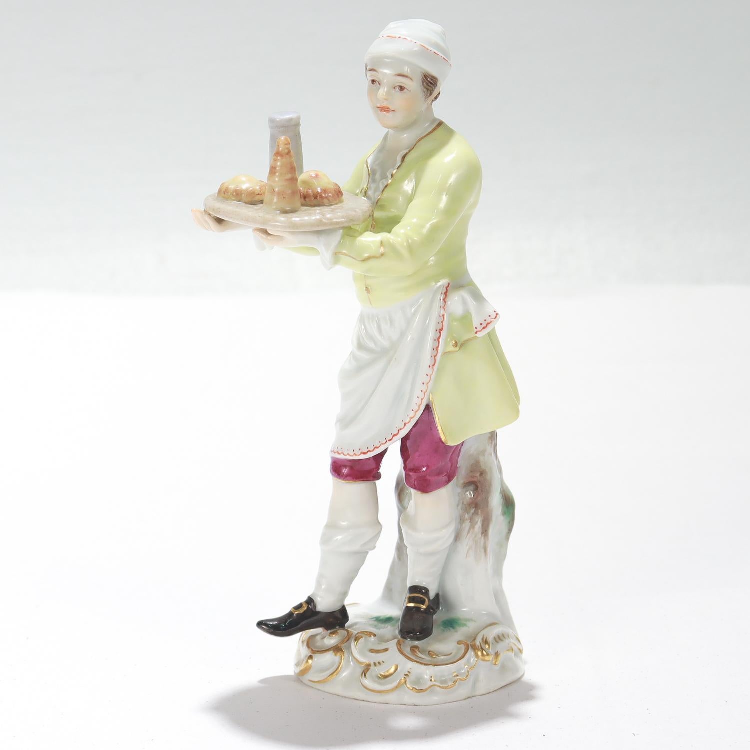 German Antique Meissen Cris de Paris Baker or Pastry Seller Porcelain Figurine No. 1