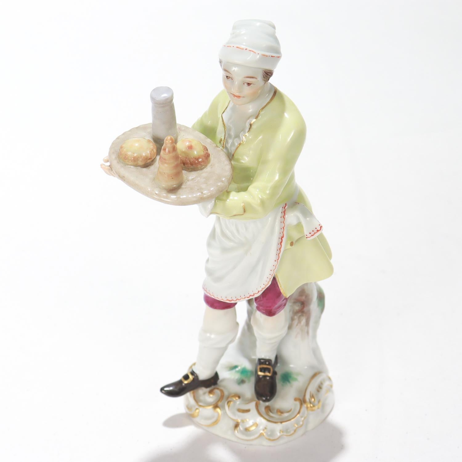 Antique Meissen Cris de Paris Baker or Pastry Seller Porcelain Figurine No. 1 1