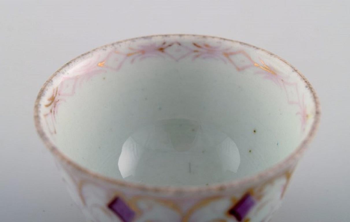 German Antique Meissen Cup in Hand-Painted Porcelain with Purple and Gold