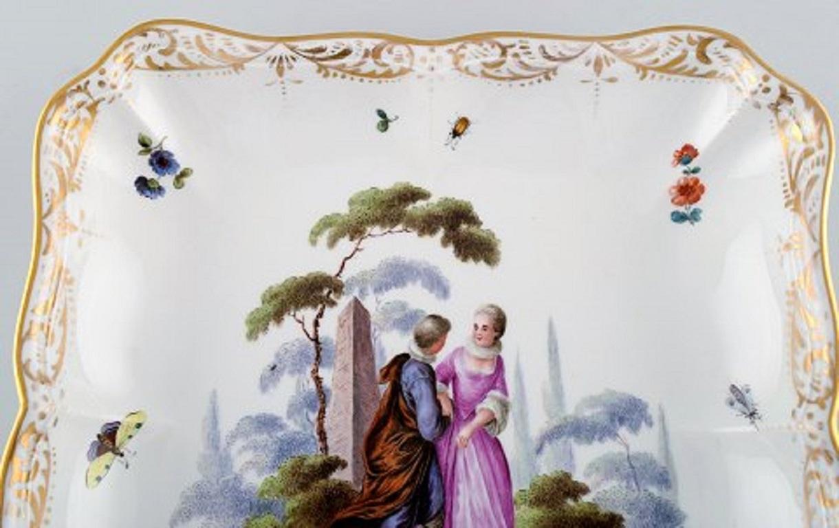 Néo-rococo Plat ou bol ancien de Meissen en porcelaine peinte à la main, 19ème siècle en vente