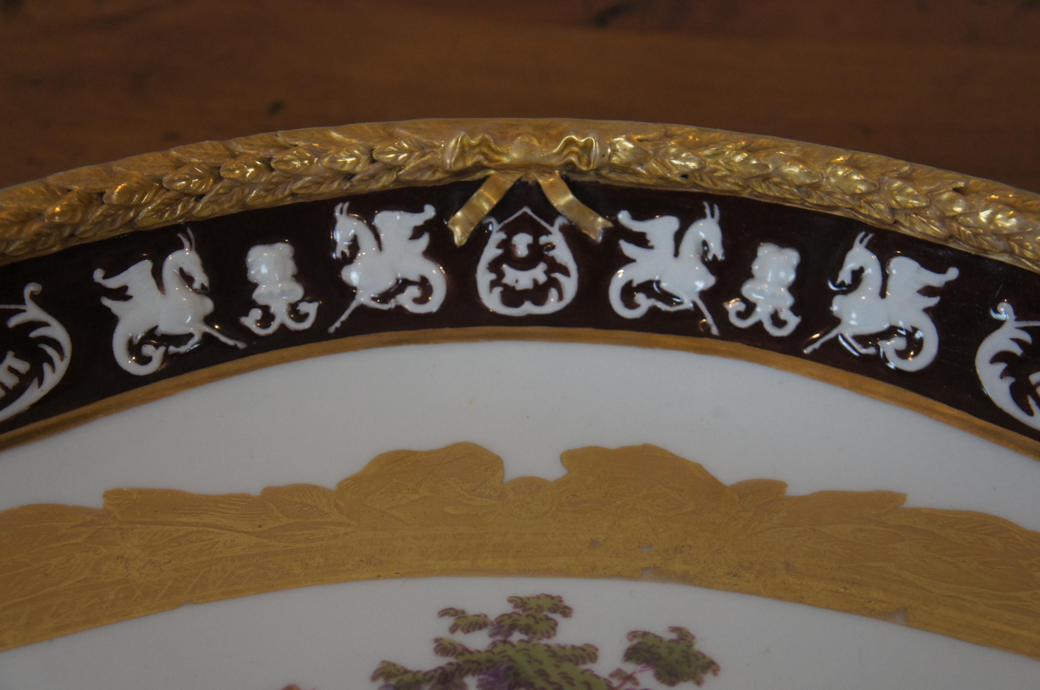 Antique Meissen Dresden Porcelain Deer Hunt Tete-a-tete Serving Tray Platter 7