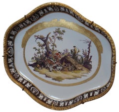 Antique Meissen Dresden Porcelain Deer Hunt Tete-a-tete Serving Tray Platter