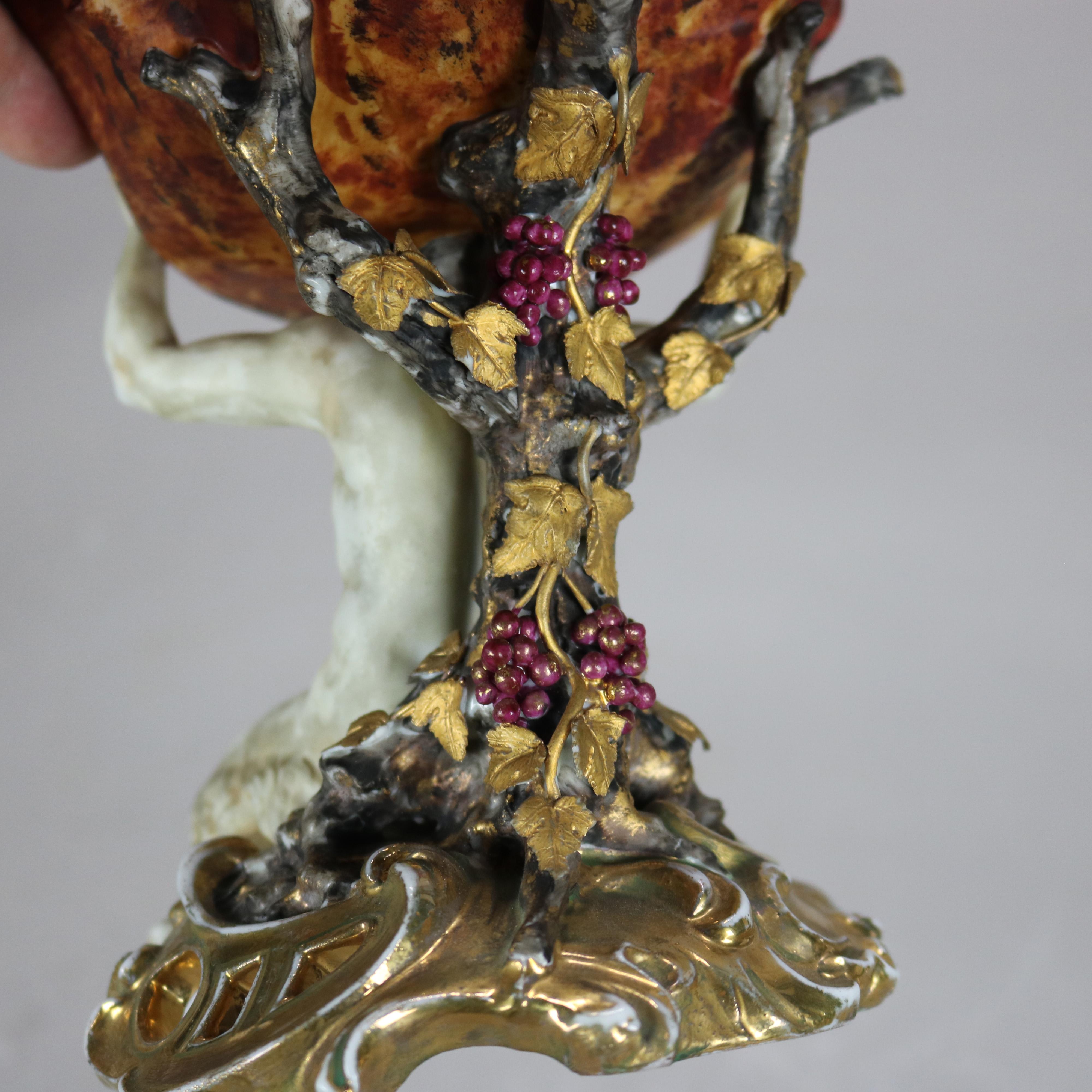 Antique Meissen Figural Cupid & Satyr Porcelain Compote with Seashell C1890 2