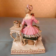 Antique Meissen Figural Group of Lady Depicting the Sense of Smell