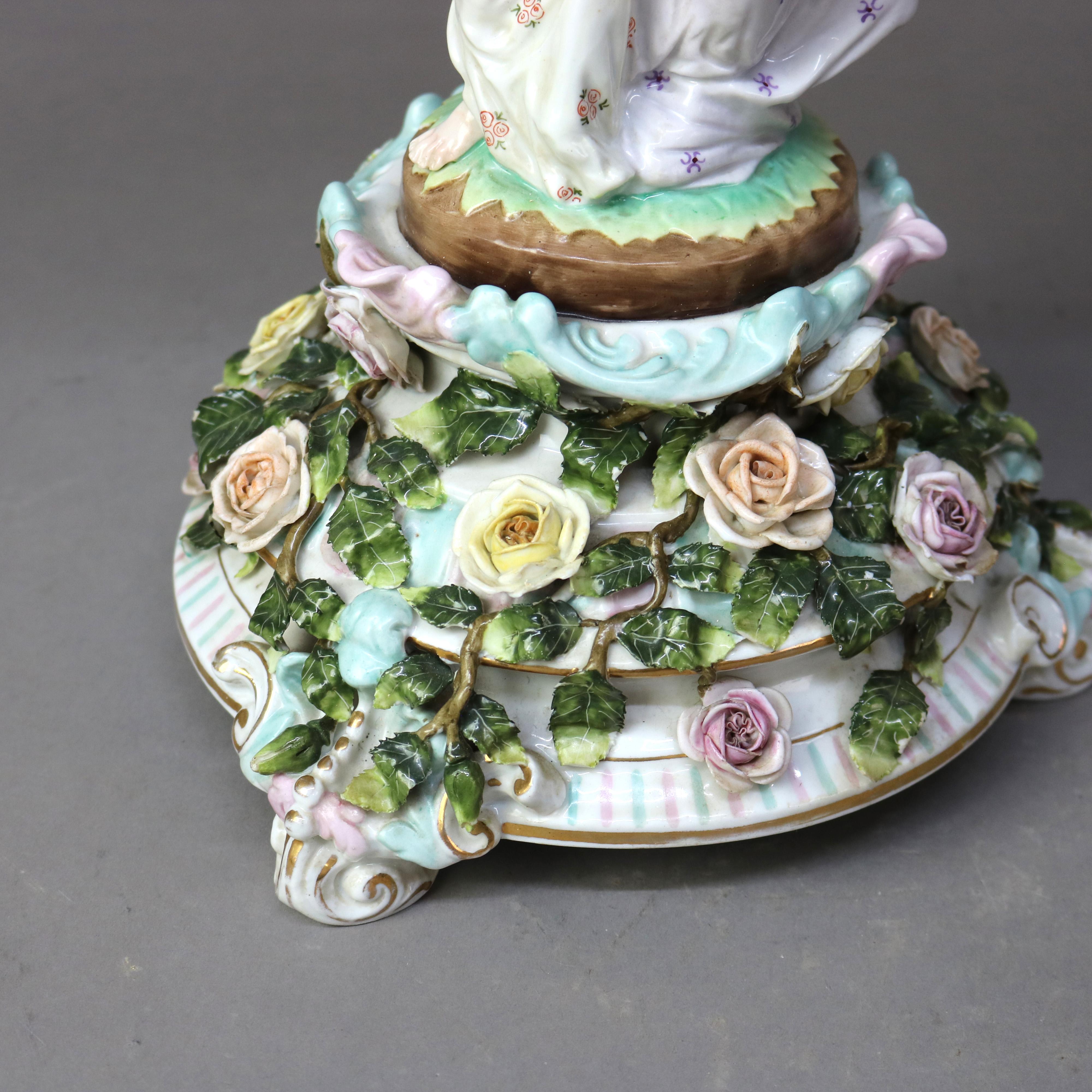 Antike Meissen Figural Jungfrauen Porzellankompott C1890 7