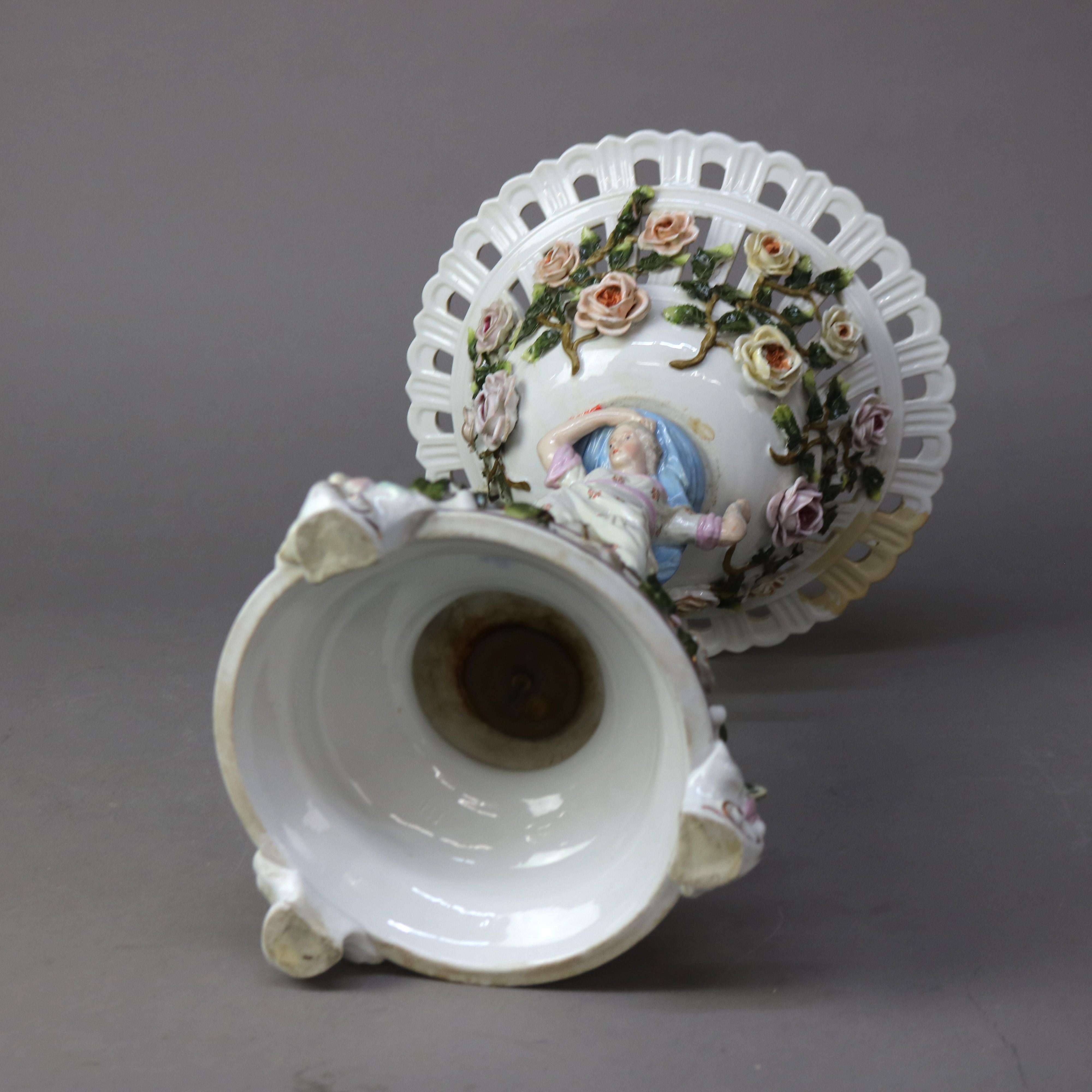 Antike Meissen Figural Jungfrauen Porzellankompott C1890 10