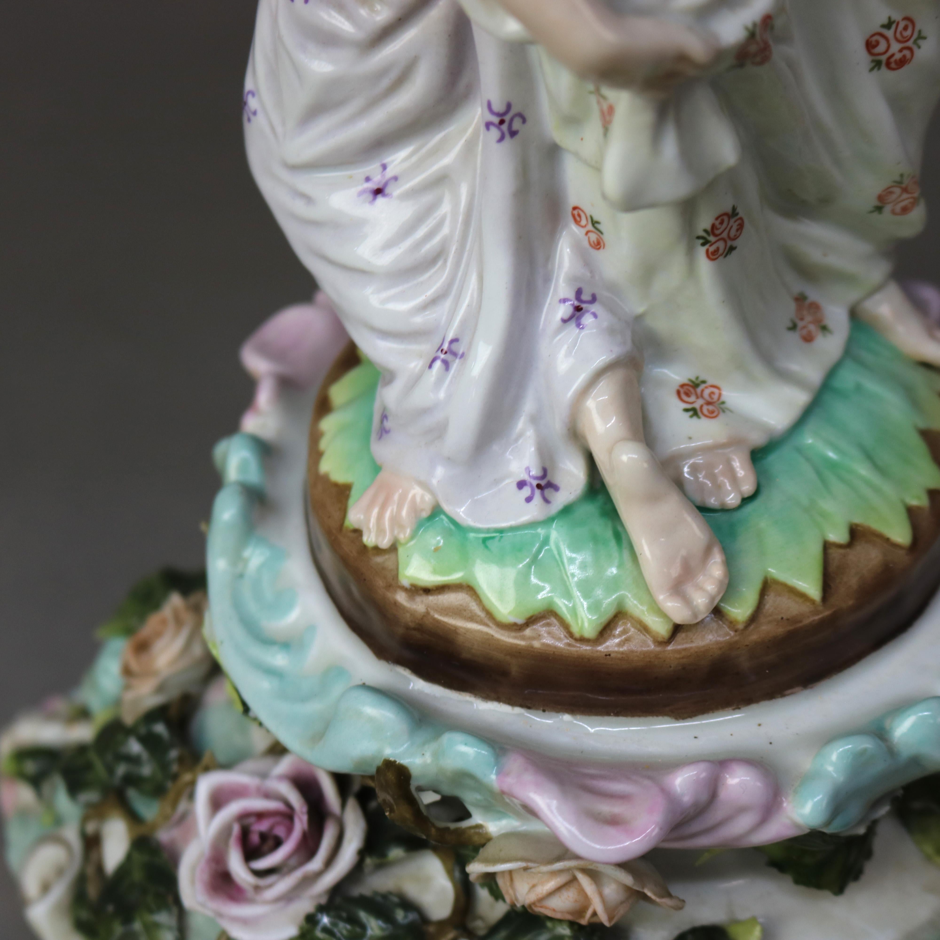 Antike Meissen Figural Jungfrauen Porzellankompott C1890 (19. Jahrhundert)