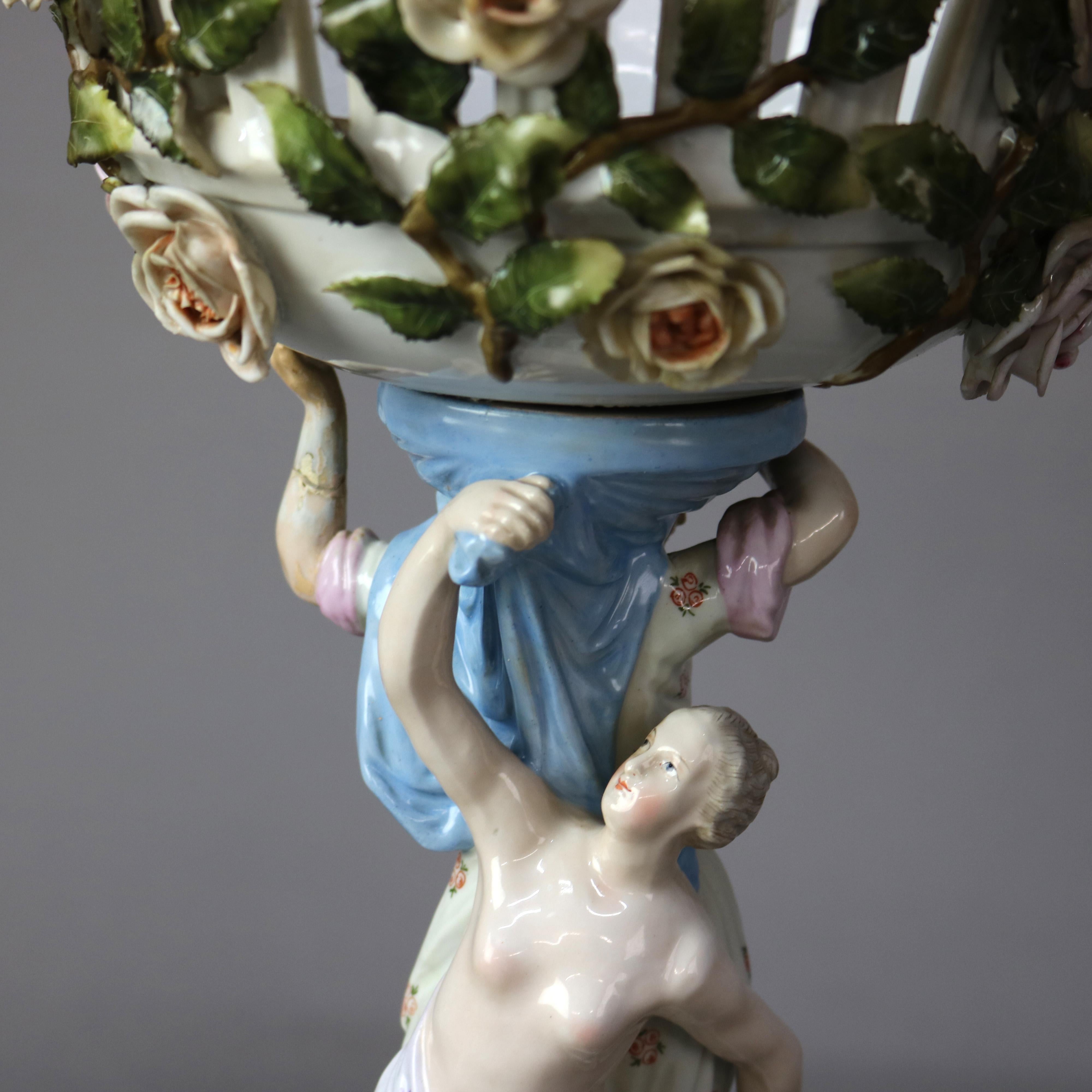 Antike Meissen Figural Jungfrauen Porzellankompott C1890 3