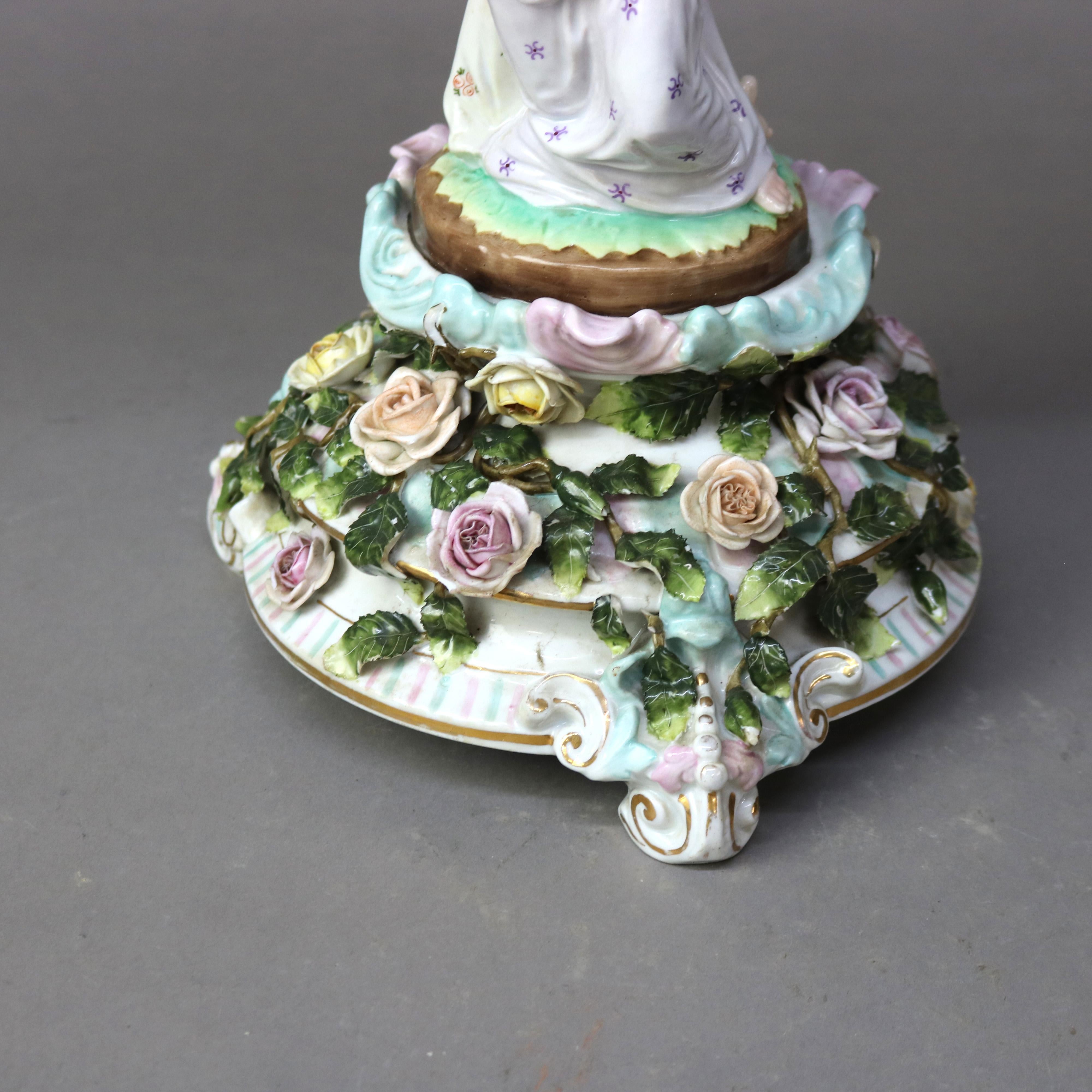 Antike Meissen Figural Jungfrauen Porzellankompott C1890 4