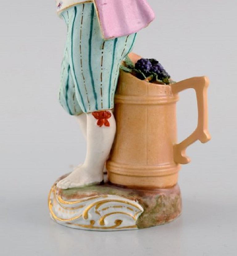 German Antique Meissen Figure in Hand-Painted Porcelain, Boy Playing Flute, 1774-1814 For Sale