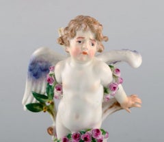 Antique Meissen Figure in Hand-Painted Porcelain, Chained Cupid, Late 19th C