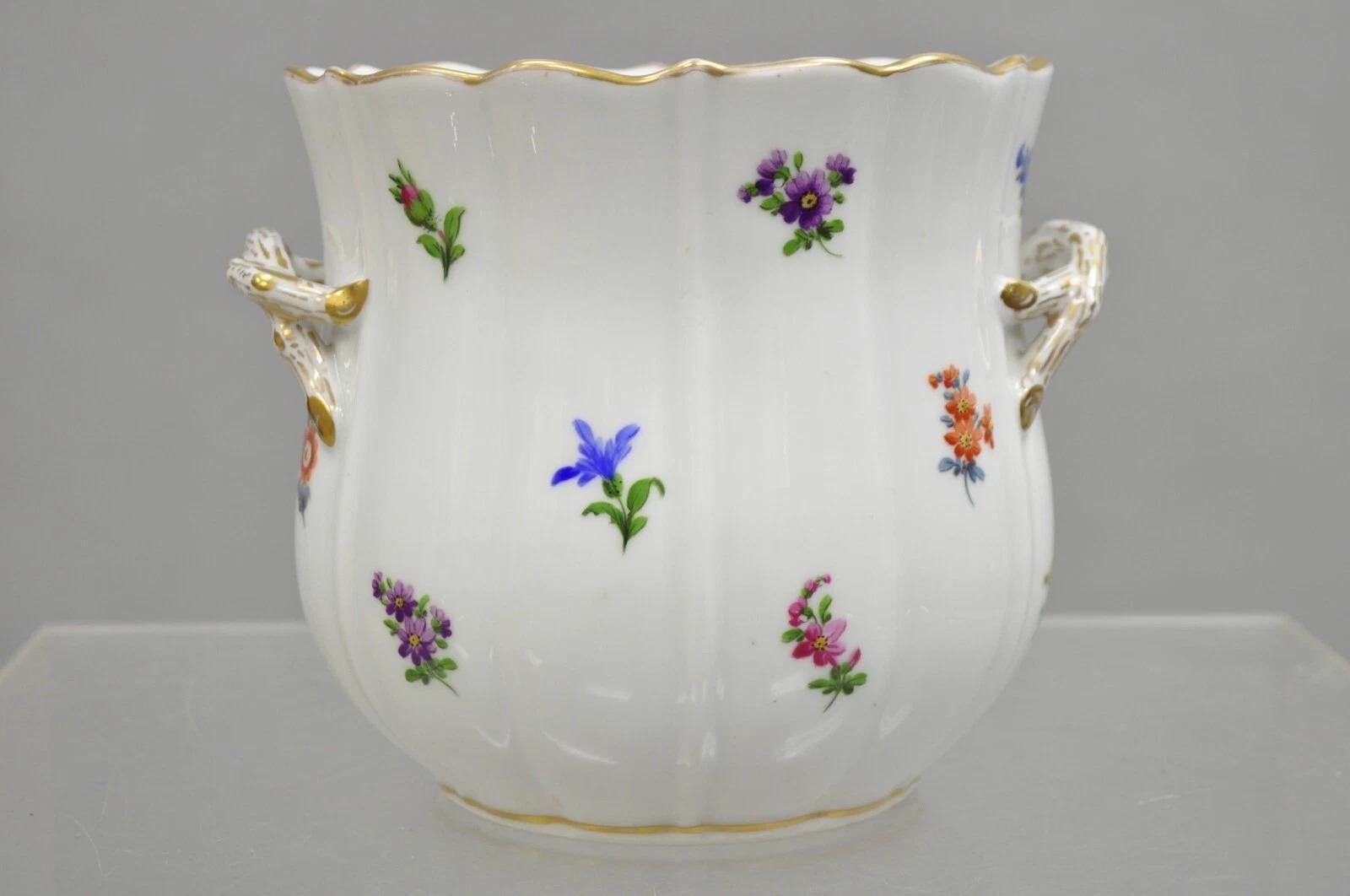 Antike Meissen Porcelain Blumentopf Cachepot Weinkühler - ein PaarAntiquitäten (Viktorianisch) im Angebot