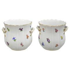 Antique Meissen French Porcelain Flower Pot Cachepot Wine Cooler - a PairAntique