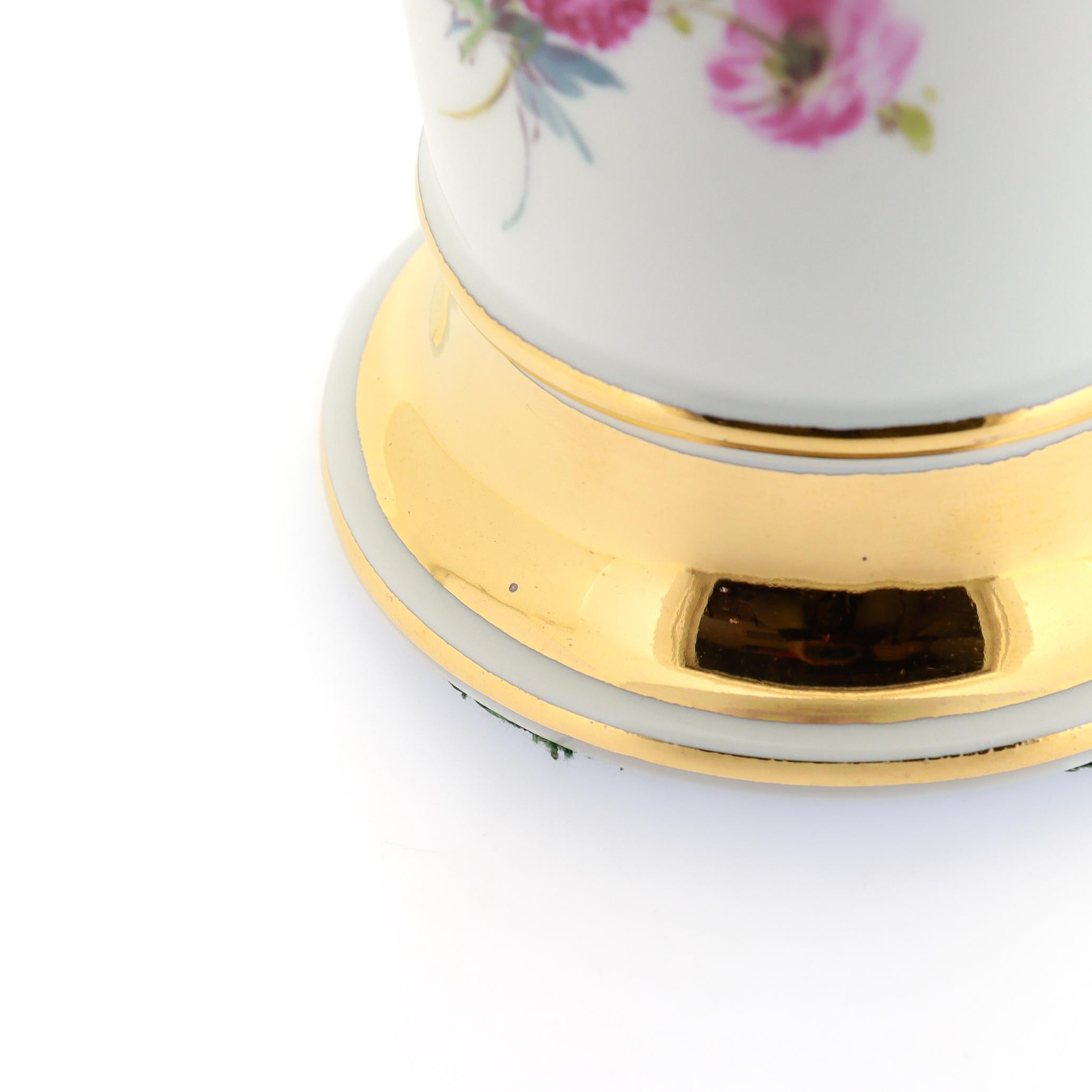 Antique Meissen Gilt Porcelain Trumpet Form Floral Vase For Sale 9