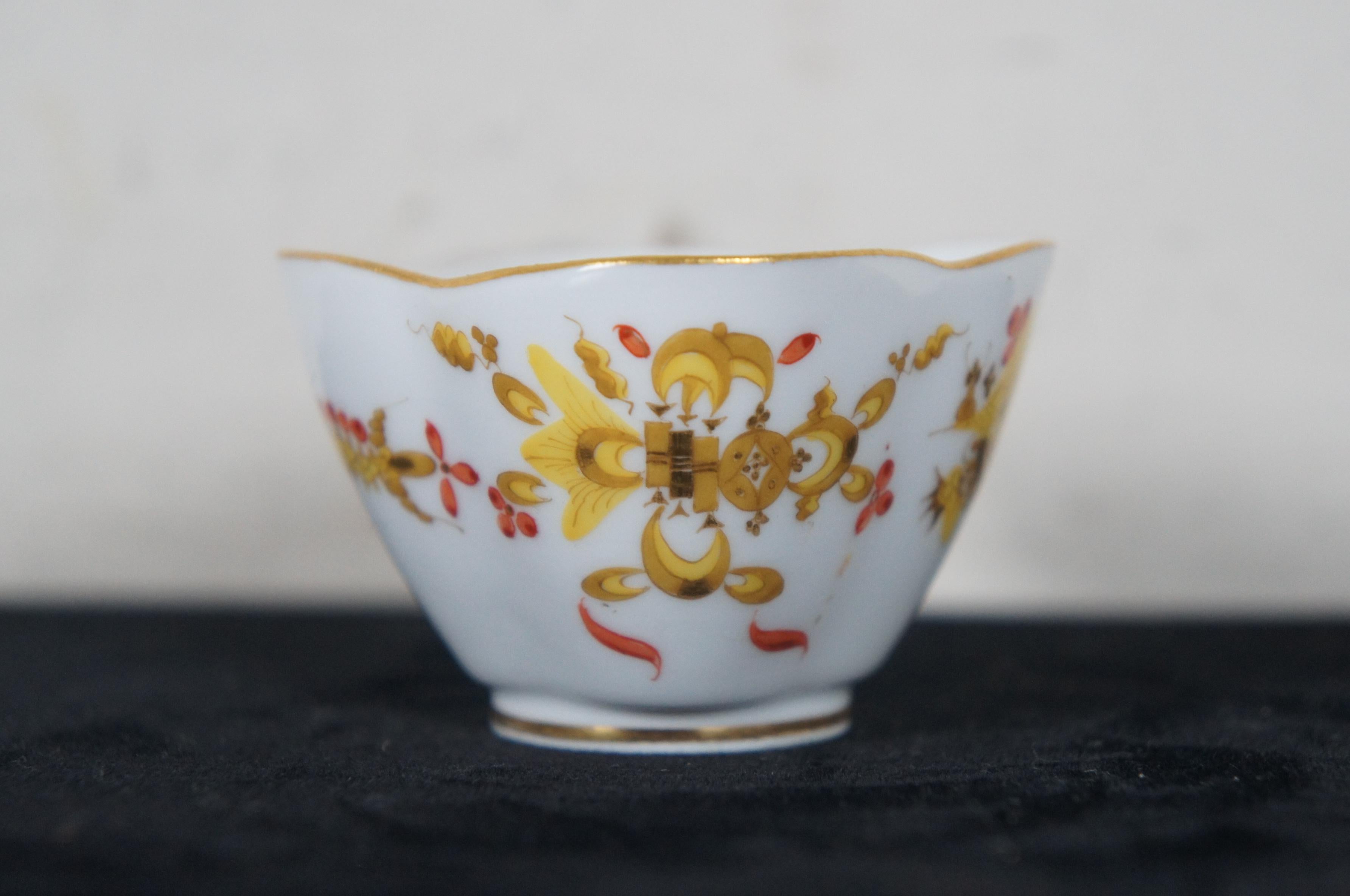Antique Meissen Gold Ming Court Dragon Chinoiserie Tea Cup & Saucer Swords For Sale 5