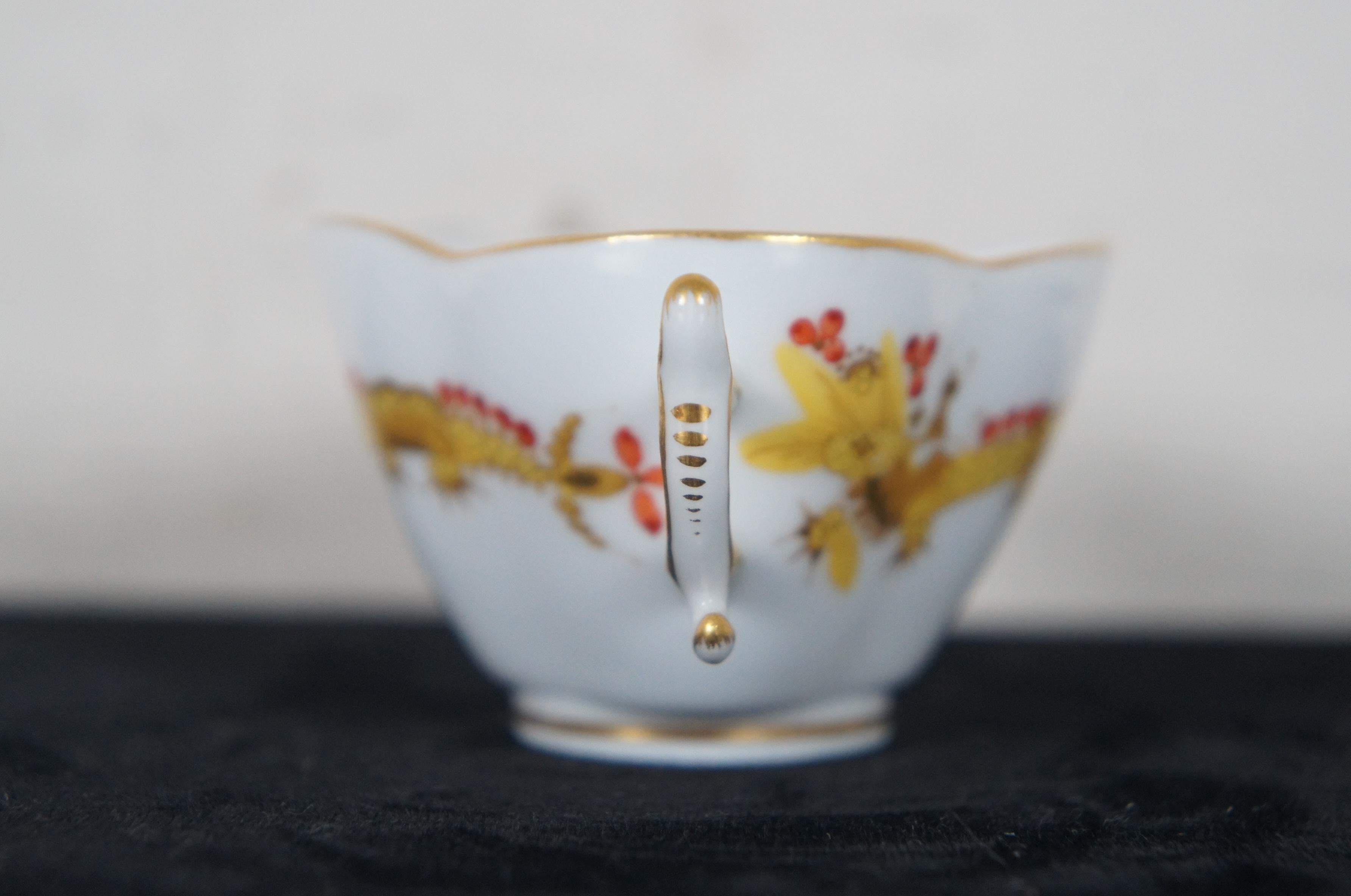 Antique Meissen Gold Ming Court Dragon Chinoiserie Tea Cup & Saucer Swords For Sale 6